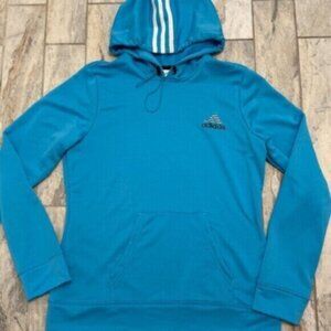 NEW Adidas women's medium blue 3-stripe pullover sweatshirt Retails $79.99